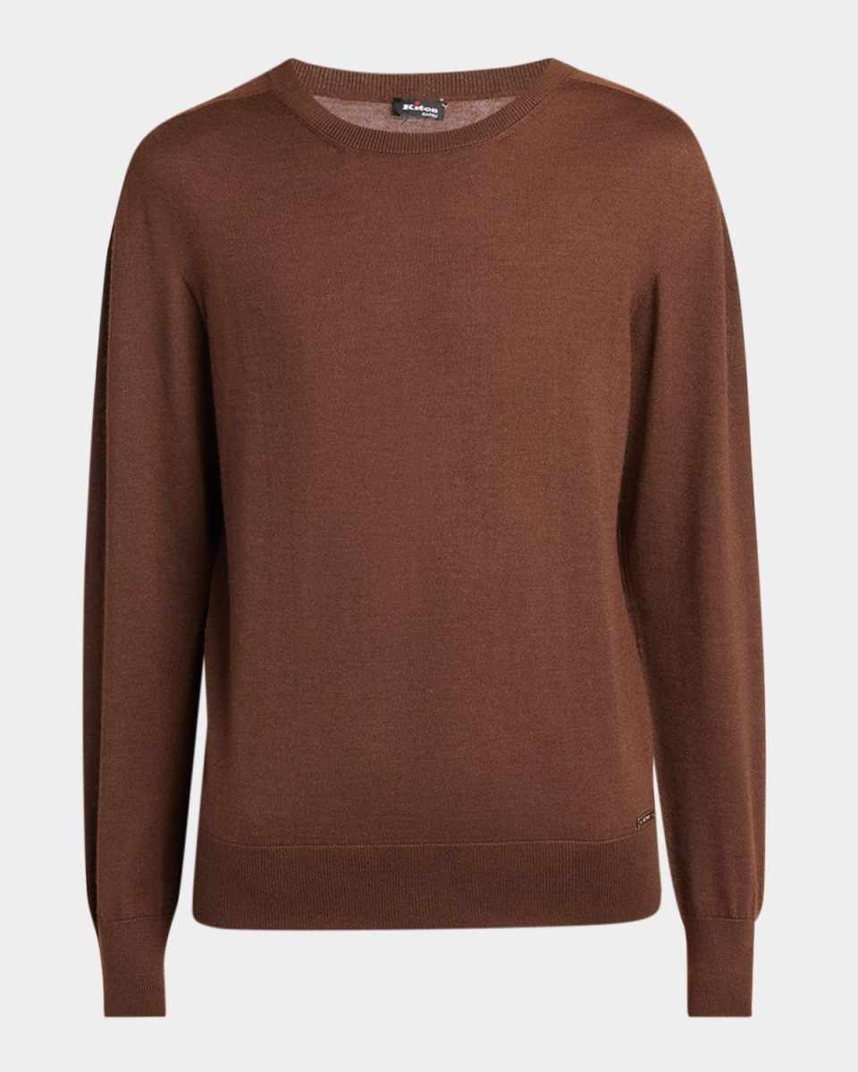 Long-Sleeve Cashmere-Silk Crewneck Sweater